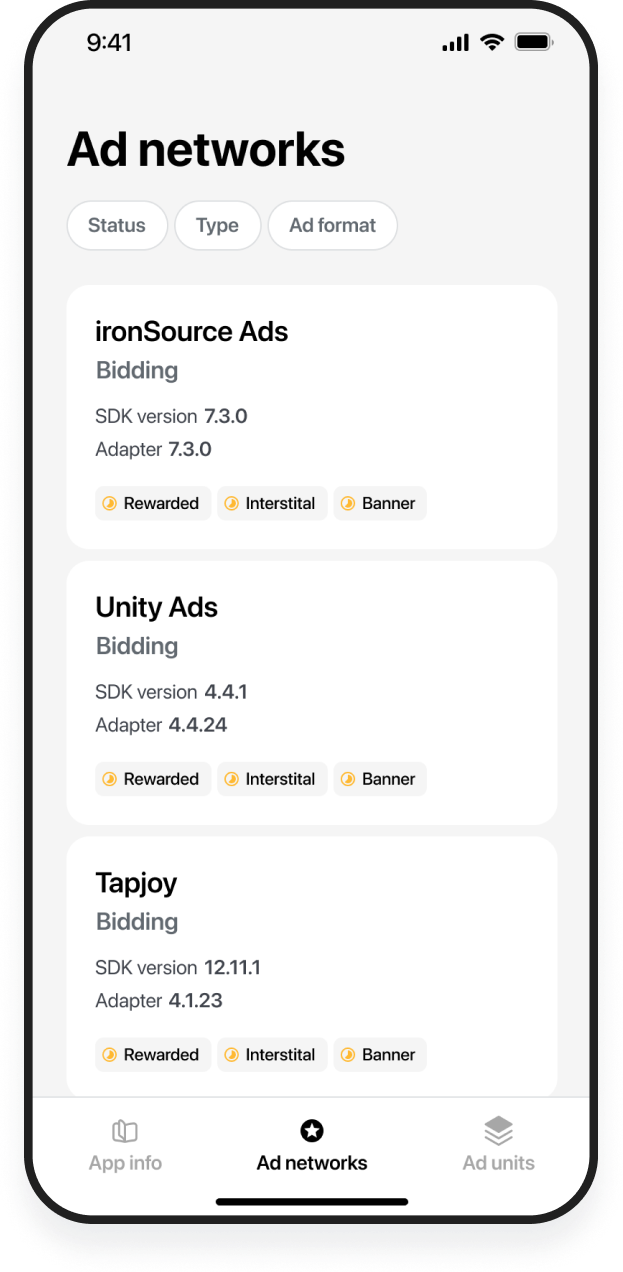 Ad networks screenshot