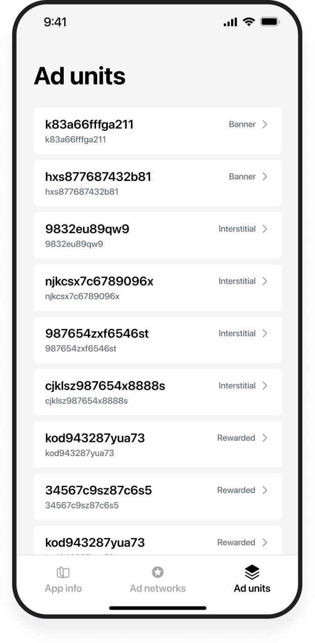 Ad units screenshot