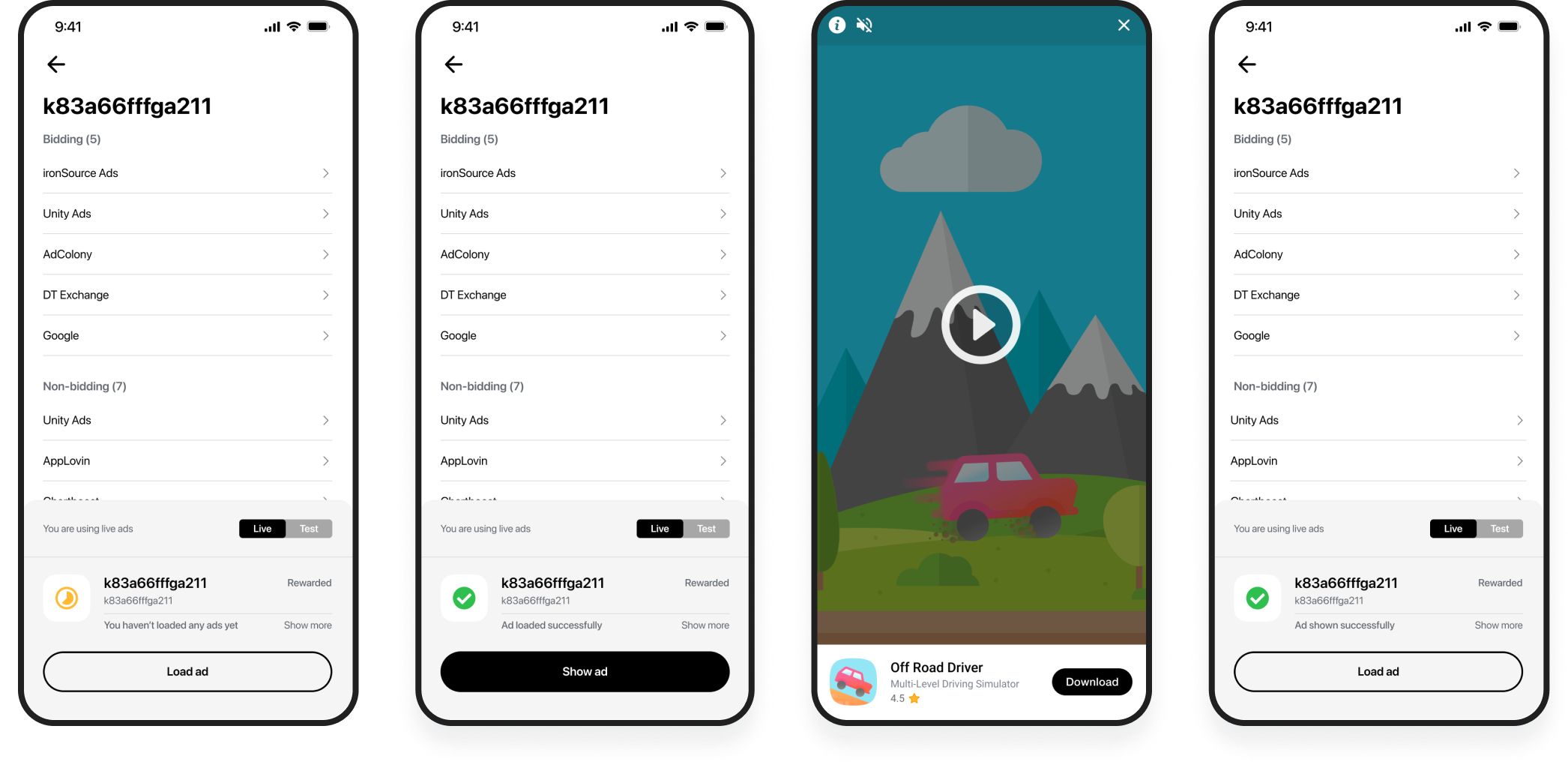 Ad unit test flow screenshot